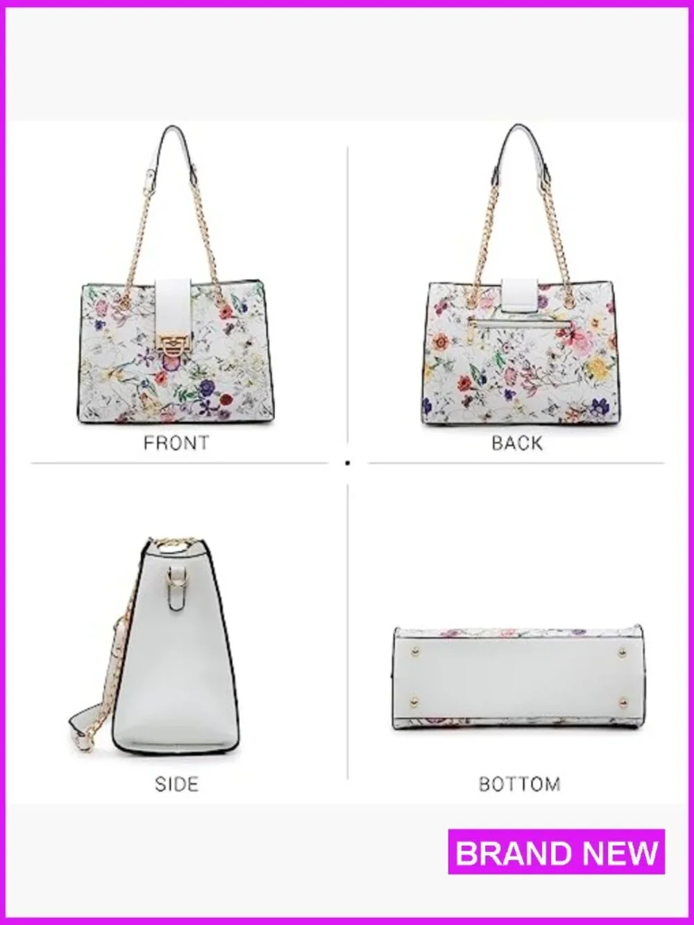 Satchel Tote Bag with Matching Clutch Faux Leather Versatile Shoulder Hobo